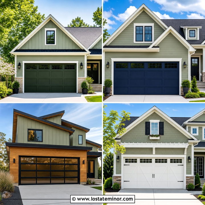 30 Sage Green House Design With Garage Door Ideas: Modern Style