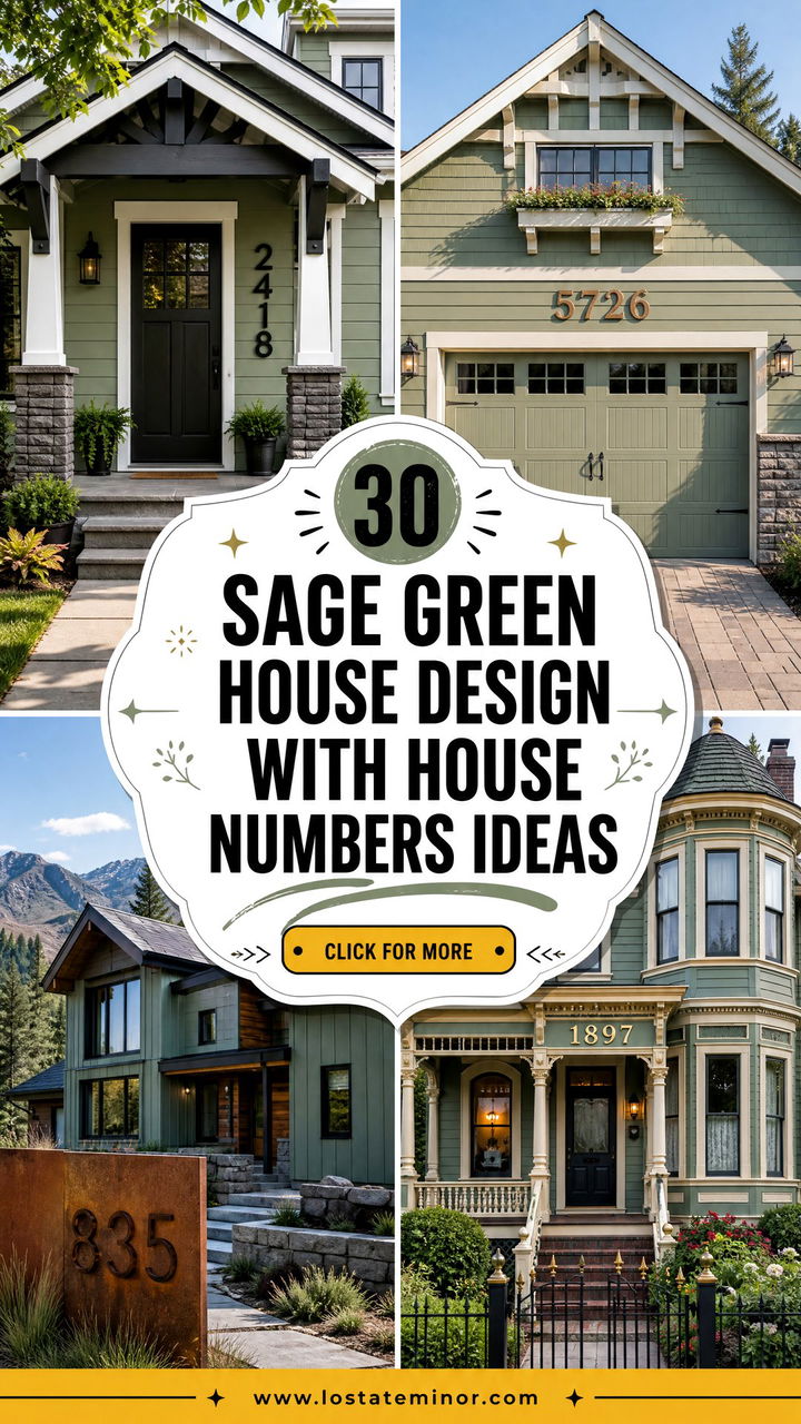 30 Sage Green House Design With House Numbers Ideas Curb Appeal - 30 Sage Green House Design With House Numbers Ideas: Curb Appeal