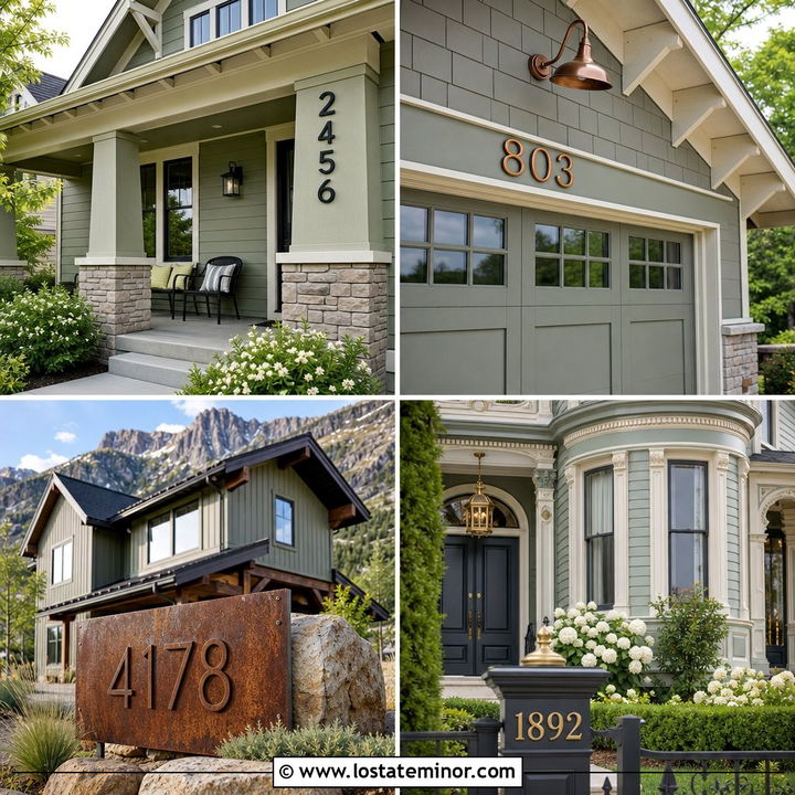 30 Sage Green House Design With House Numbers Ideas: Curb Appeal