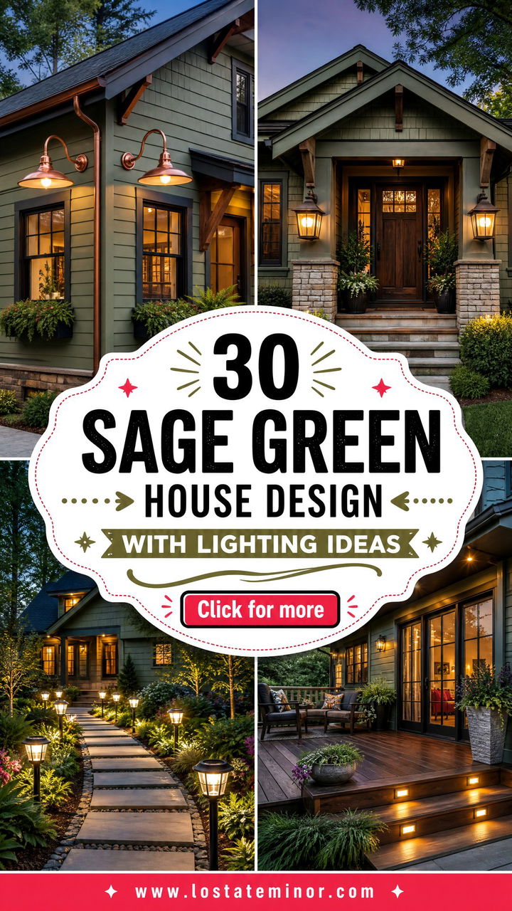 30 Sage Green House Design With Lighting Ideas Warm Evening Glow - 30 Sage Green House Design With Lighting Ideas: Warm Evening Glow