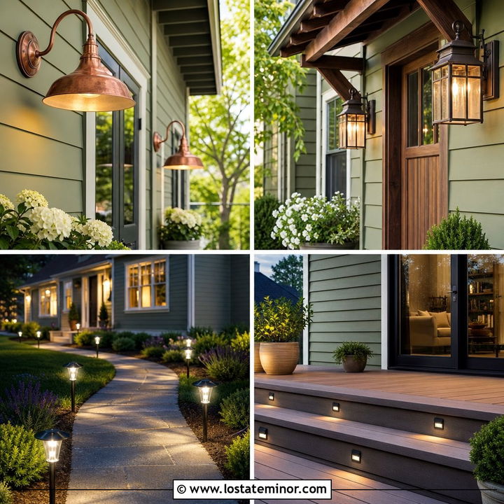 30 Sage Green House Design With Lighting Ideas: Warm Evening Glow