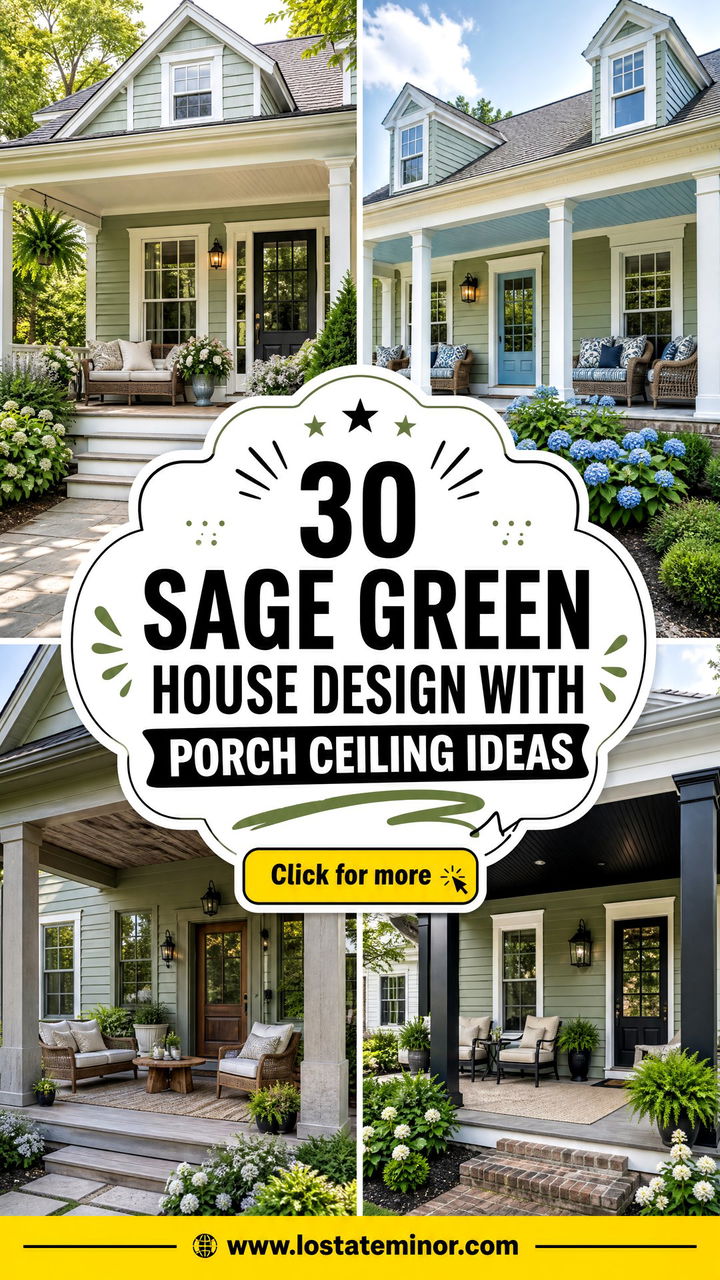 30 Sage Green House Design With Porch Ceiling Ideas to Inspire - 30 Sage Green House Design With Porch Ceiling Ideas to Inspire