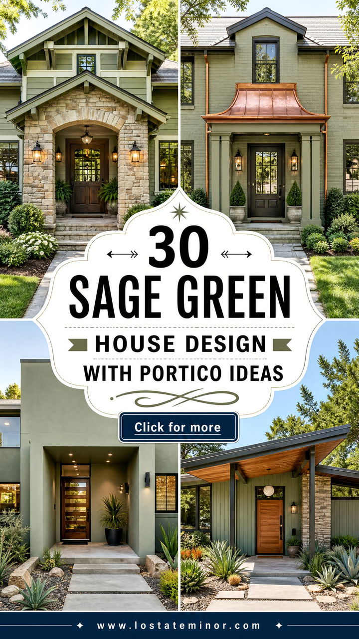 30 Sage Green House Design With Portico Ideas for Timeless Style - 30 Sage Green House Design With Portico Ideas for Timeless Style