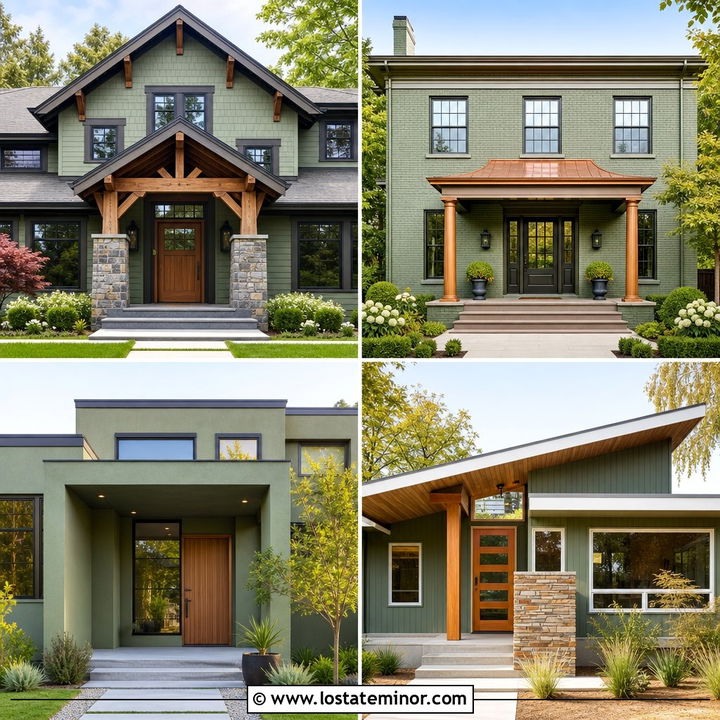 30 Sage Green House Design With Portico Ideas for Timeless Style