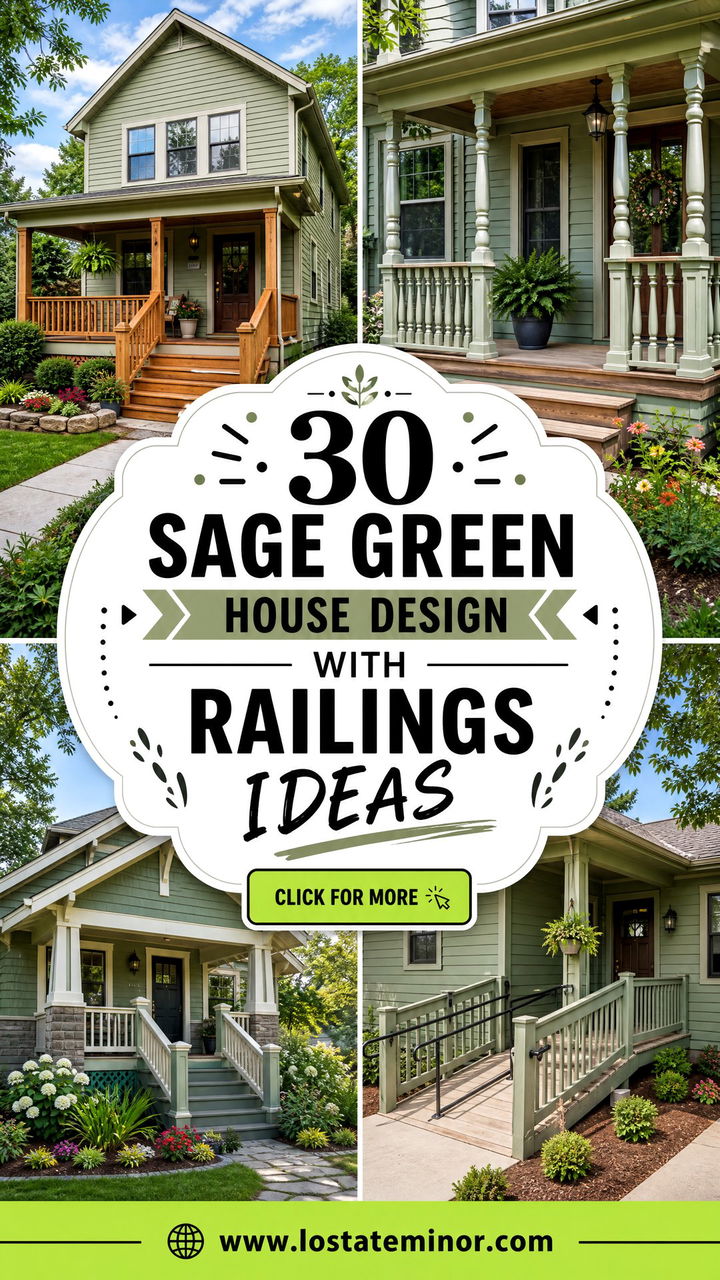 30 Sage Green House Design With Railings Ideas for Curb Appeal - 30 Sage Green House Design With Railings Ideas for Curb Appeal