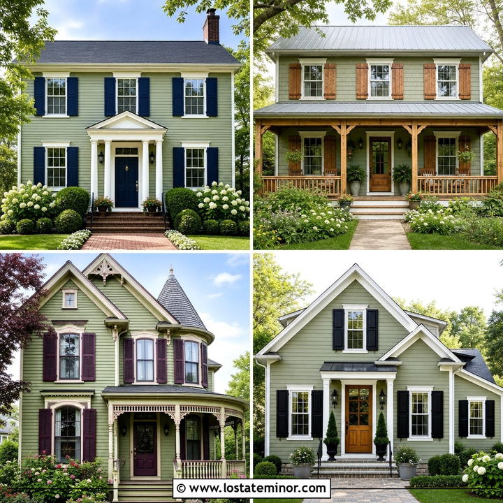 30 Sage Green House Design With Shutters Ideas for Classic Charm