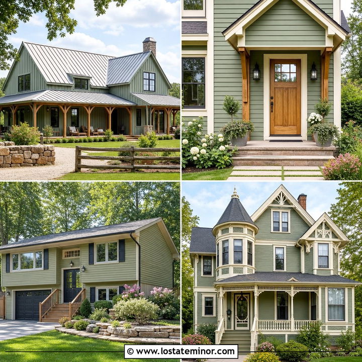 30 Sage Green House Design With Siding Ideas for Timeless Style