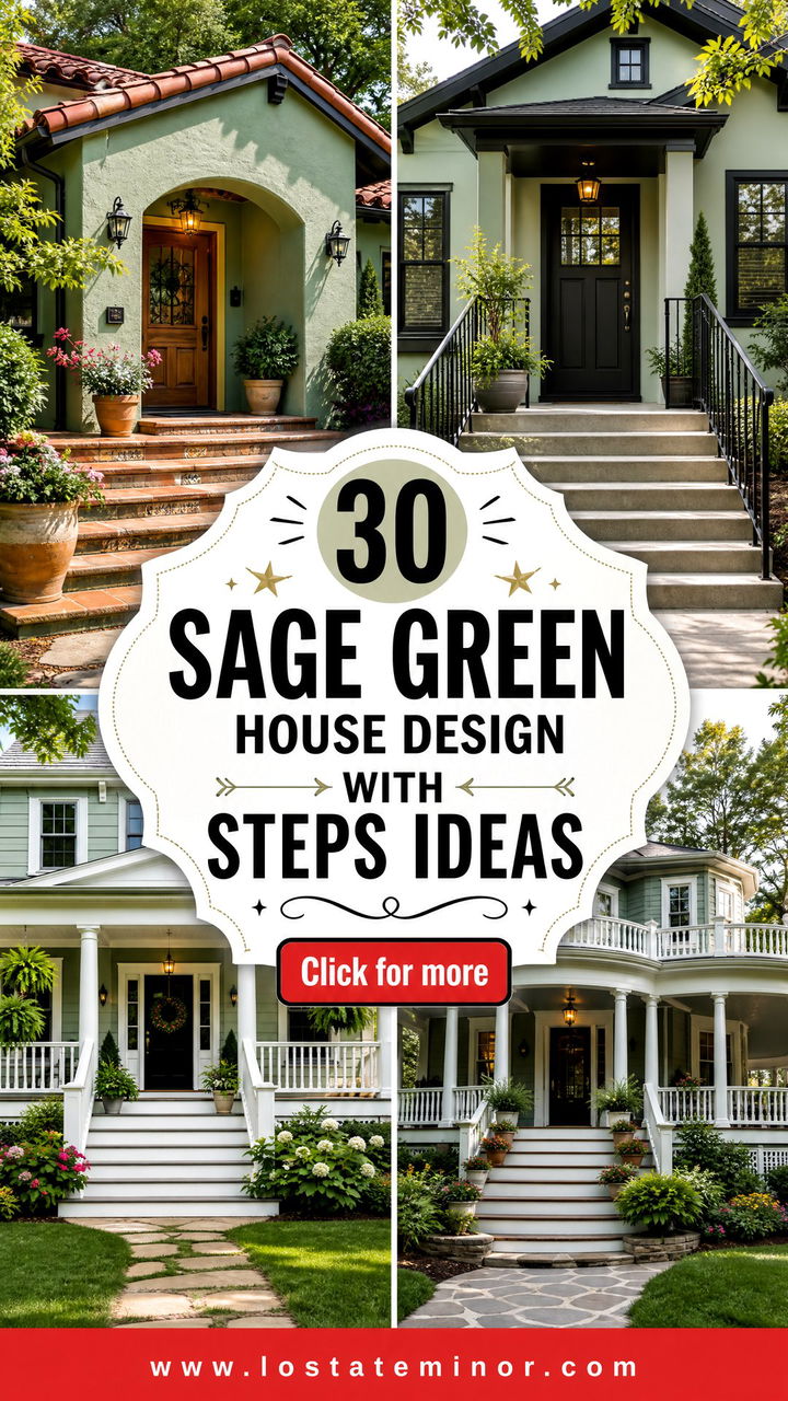 30 Sage Green House Design With Steps Ideas for a Warm Welcome - 30 Sage Green House Design With Steps Ideas for a Warm Welcome