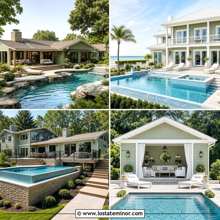 30 Sage Green House Design With Swimming Pool Ideas You’ll Love