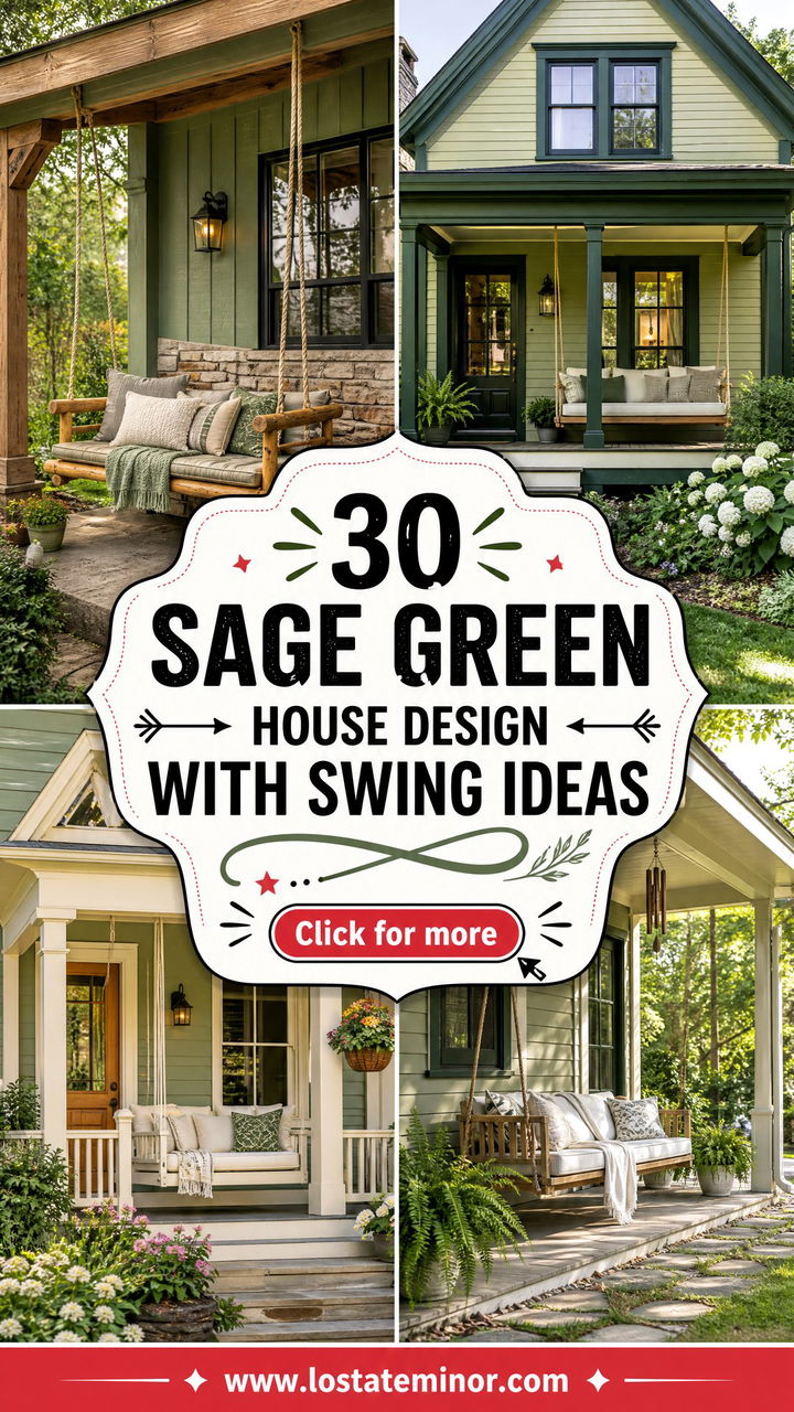 30 Sage Green House Design With Swing Ideas for Relaxed Living - 30 Sage Green House Design With Swing Ideas for Relaxed Living