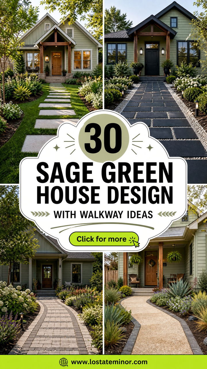 30 Sage Green House Design With Walkway Ideas for a Warm Welcome - 30 Sage Green House Design With Walkway Ideas for a Warm Welcome