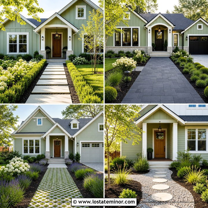 30 Sage Green House Design With Walkway Ideas for a Warm Welcome