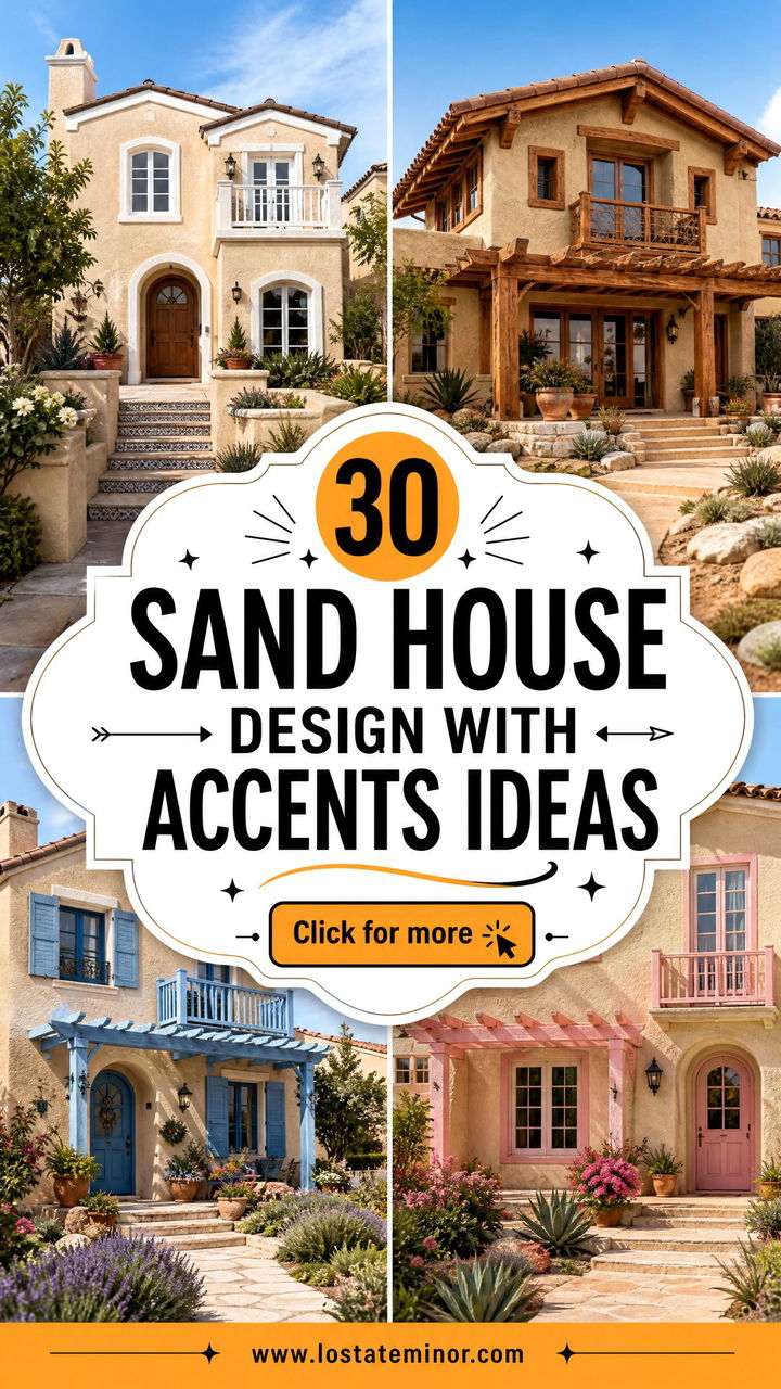 30 Sand House Design With Accents Ideas for Warm Curb Appeal - 30 Sand House Design With Accents Ideas for Warm Curb Appeal