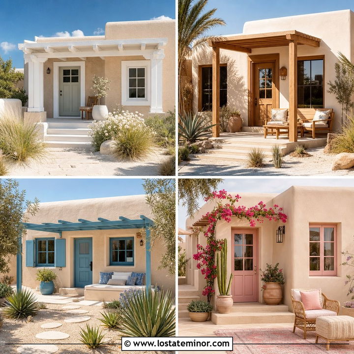 30 Sand House Design With Accents Ideas for Warm Curb Appeal