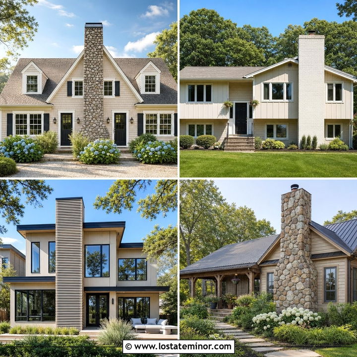 30 Sand House Design With Chimney Ideas for Timeless Curb Appeal