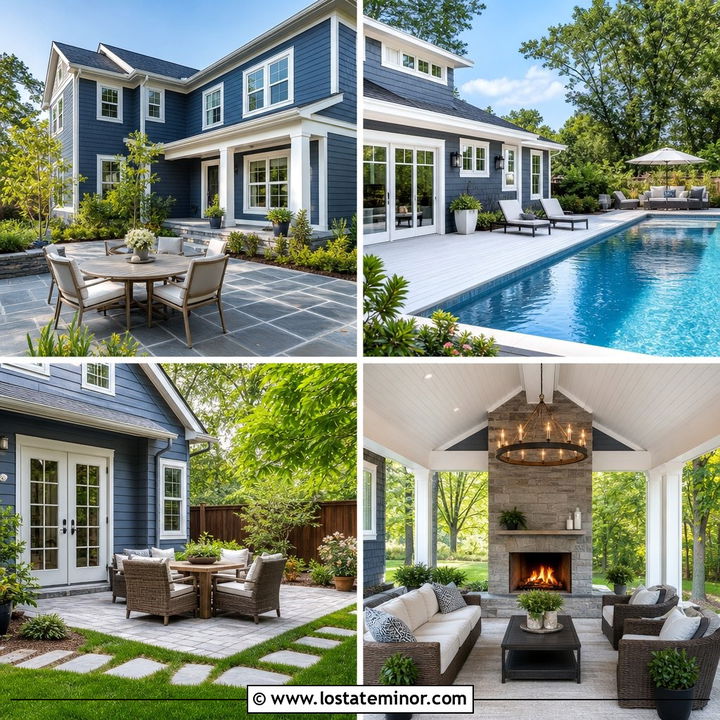 30 Slate Blue House Design With Backyard Ideas: Inviting Retreats