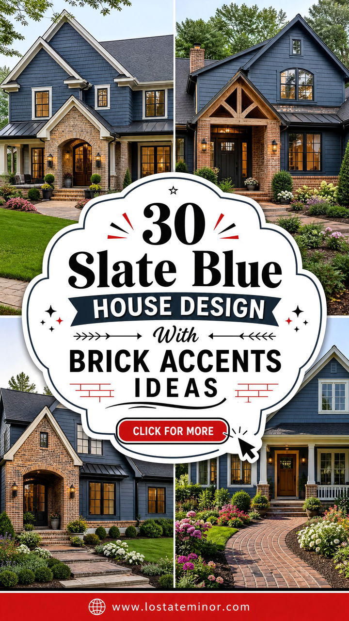 30 Slate Blue House Design With Brick Accents Ideas Fresh Looks - 30 Slate Blue House Design With Brick Accents Ideas: Fresh Looks