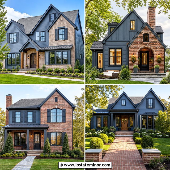 30 Slate Blue House Design With Brick Accents Ideas: Fresh Looks