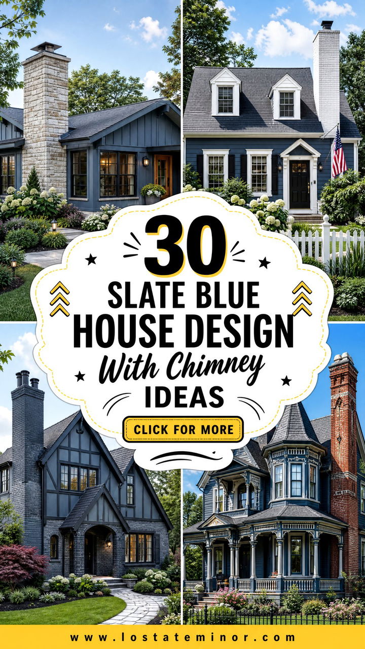 30 Slate Blue House Design With Chimney Ideas Cozy Curb Appeal - 30 Slate Blue House Design With Chimney Ideas: Cozy Curb Appeal