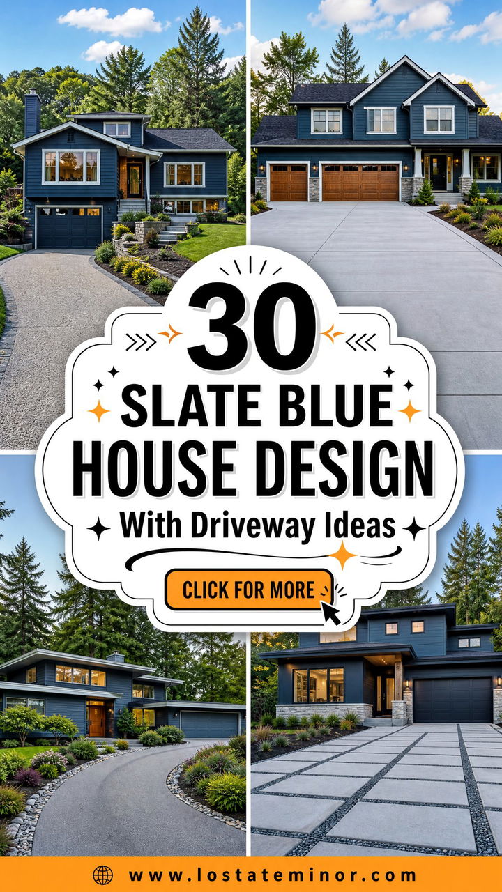 30 Slate Blue House Design With Driveway Ideas Smart Curb Appeal - 30 Slate Blue House Design With Driveway Ideas: Smart Curb Appeal