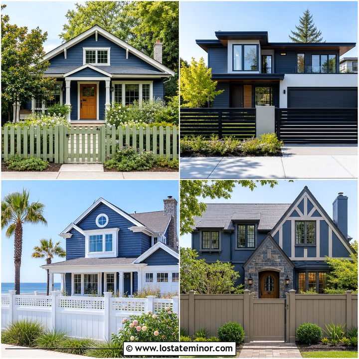30 Slate Blue House Design With Fence Ideas: Curb Appeal Picks