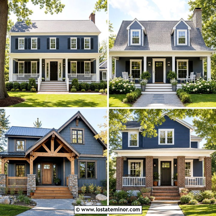 30 Slate Blue House Design With Front Porch Ideas: Cozy Updates