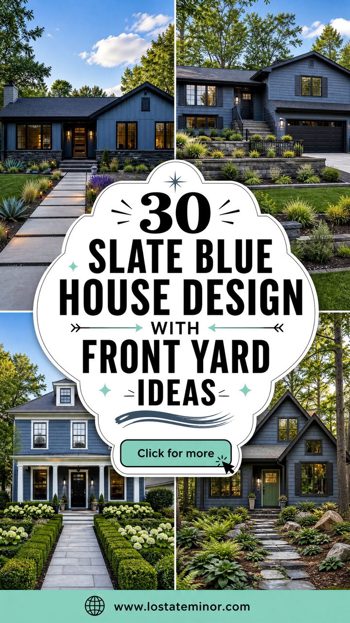 30 Slate Blue House Design With Front Yard Ideas Fresh Looks - 30 Slate Blue House Design With Front Yard Ideas: Fresh Looks