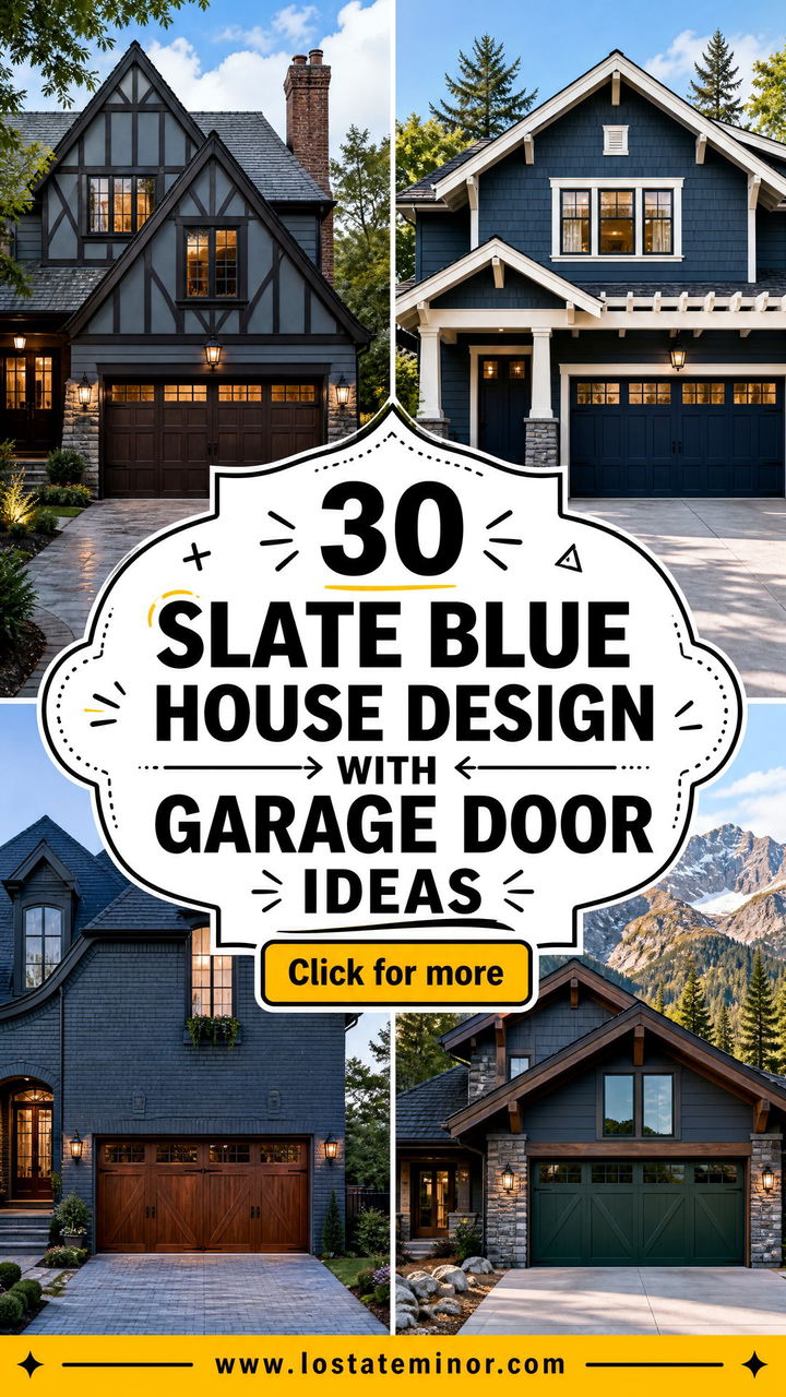 30 Slate Blue House Design With Garage Door Ideas Smart Pairings - 30 Slate Blue House Design With Garage Door Ideas: Smart Pairings