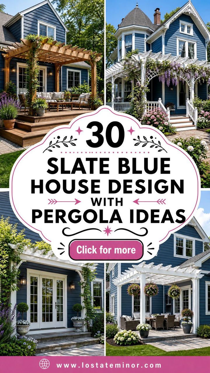 30 Slate Blue House Design With Pergola Ideas Outdoor Style - 30 Slate Blue House Design With Pergola Ideas: Outdoor Style