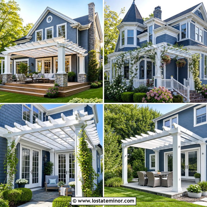 30 Slate Blue House Design With Pergola Ideas: Outdoor Style