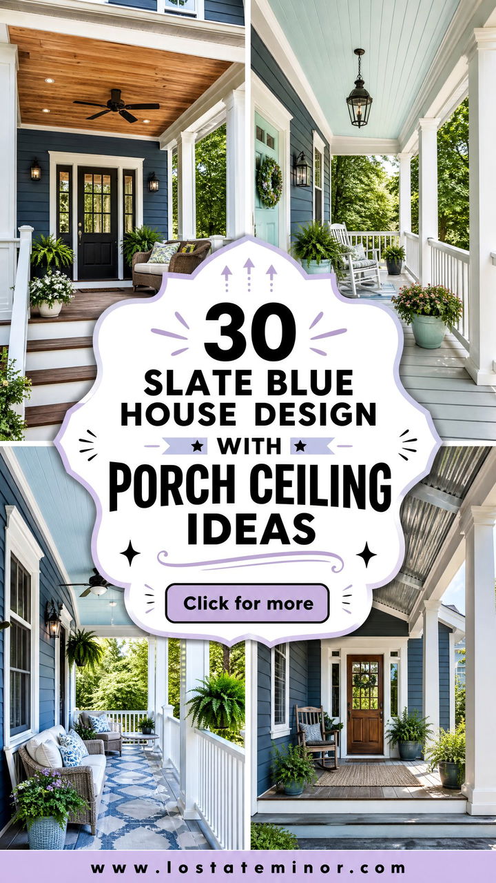 30 Slate Blue House Design With Porch Ceiling Ideas Chic Looks - 30 Slate Blue House Design With Porch Ceiling Ideas: Chic Looks