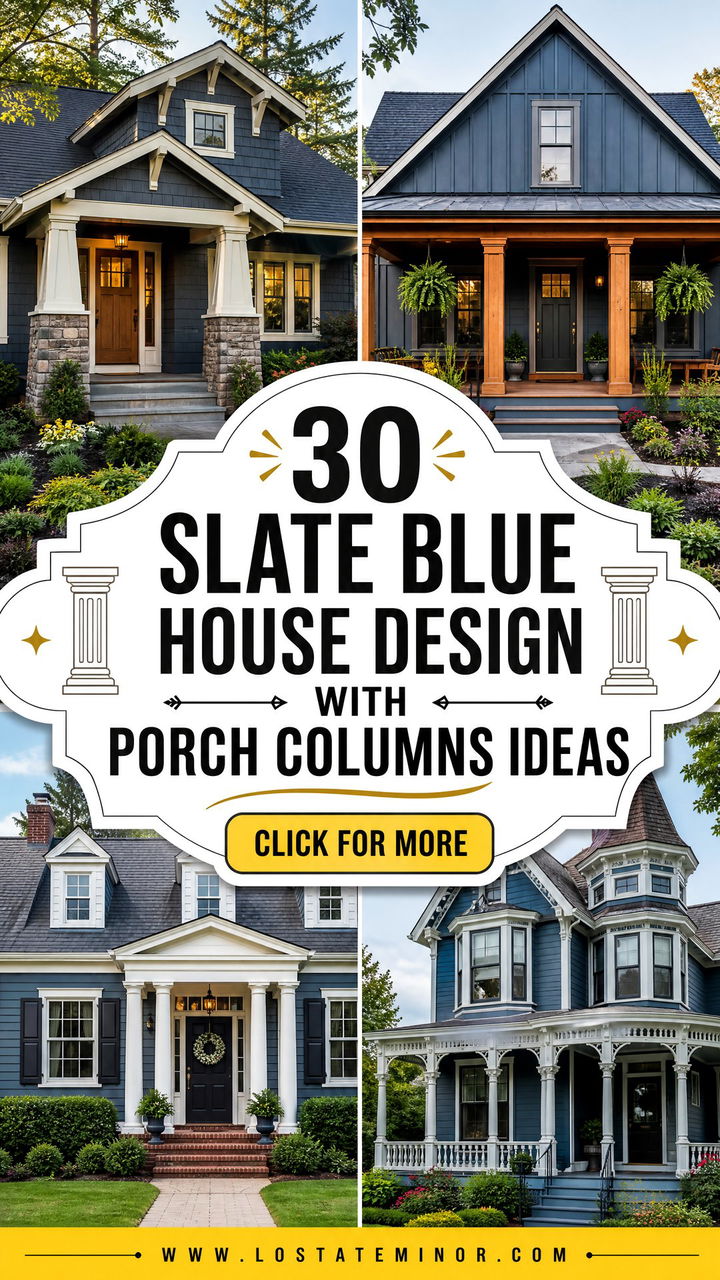 30 Slate Blue House Design With Porch Columns Ideas Curb Appeal - 30 Slate Blue House Design With Porch Columns Ideas: Curb Appeal