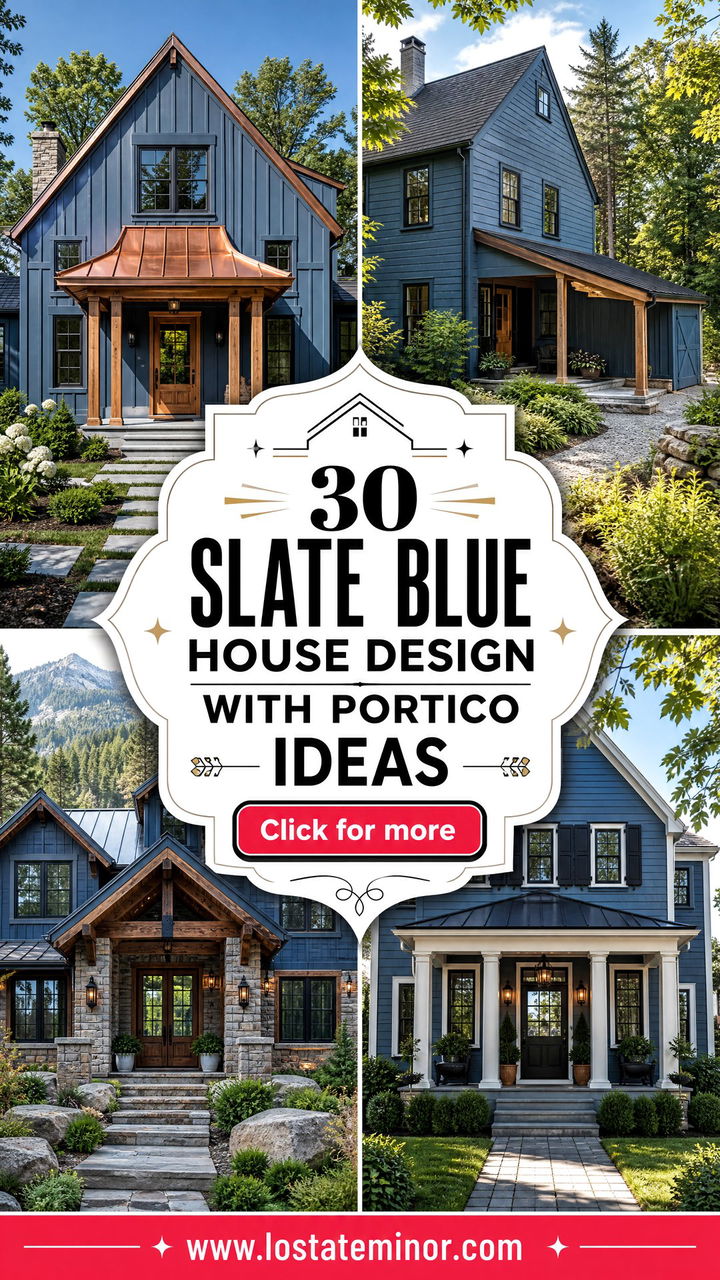 30 Slate Blue House Design With Portico Ideas Grand Entrances - 30 Slate Blue House Design With Portico Ideas: Grand Entrances