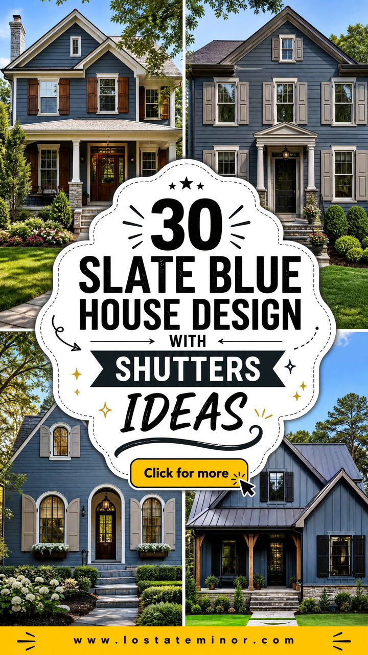 30 Slate Blue House Design With Shutters Ideas for Curb Appeal - 30 Slate Blue House Design With Shutters Ideas for Curb Appeal