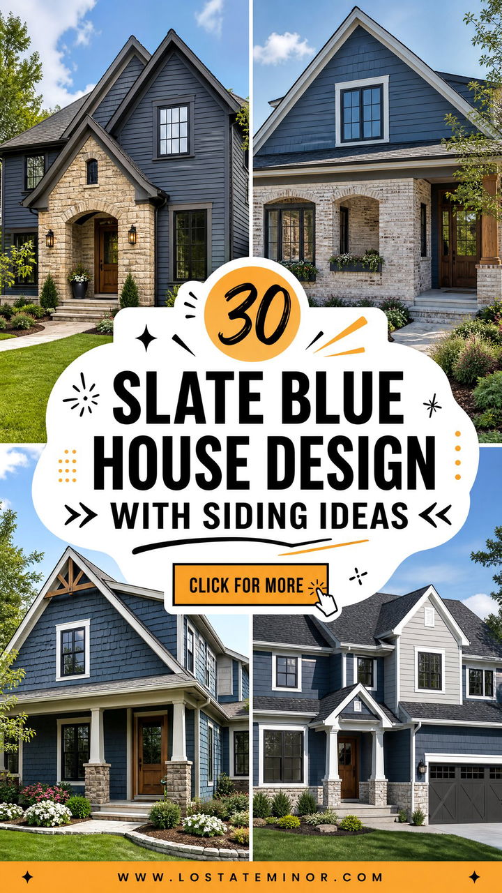 30 Slate Blue House Design With Siding Ideas for Curb Appeal - 30 Slate Blue House Design With Siding Ideas for Curb Appeal