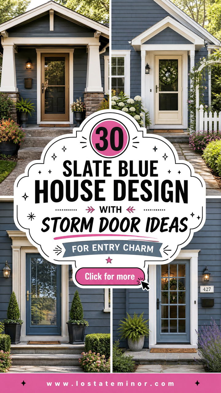 30 Slate Blue House Design With Storm Door Ideas for Entry Charm - 30 Slate Blue House Design With Storm Door Ideas for Entry Charm