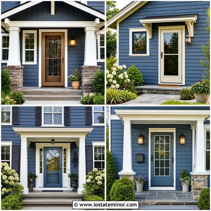 30 Slate Blue House Design With Storm Door Ideas for Entry Charm