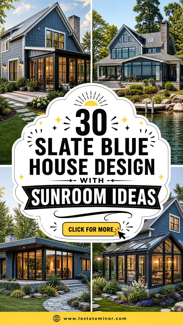 30 Slate Blue House Design With Sunroom Ideas for Sunny Living - 30 Slate Blue House Design With Sunroom Ideas for Sunny Living