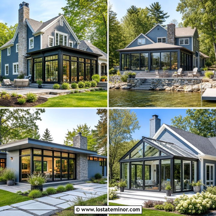 30 Slate Blue House Design With Sunroom Ideas for Sunny Living
