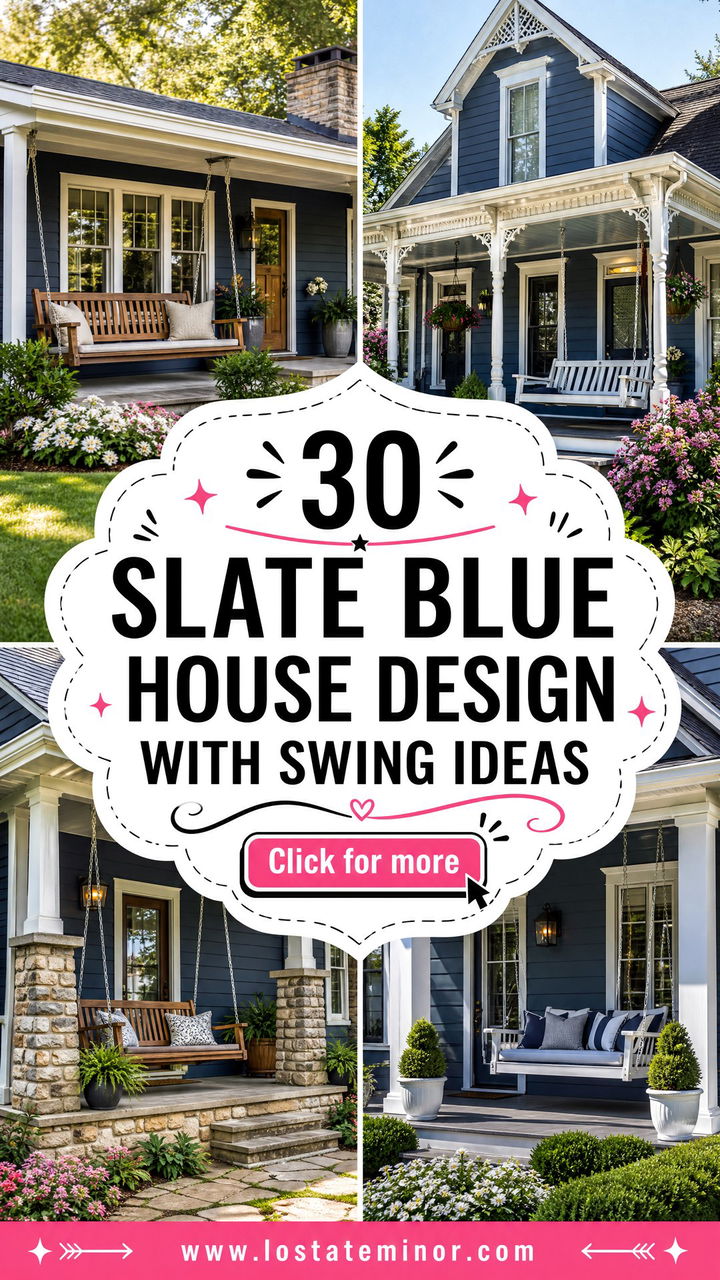 30 Slate Blue House Design With Swing Ideas for Porch Charm - 30 Slate Blue House Design With Swing Ideas for Porch Charm
