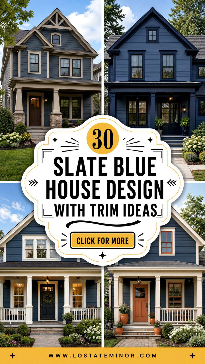 30 Slate Blue House Design With Trim Ideas for Bold Contrast - 30 Slate Blue House Design With Trim Ideas for Bold Contrast