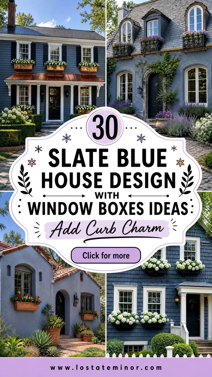 30 Slate Blue House Design With Window Boxes Ideas Add Curb Charm - 30 Slate Blue House Design With Window Boxes Ideas Add Curb Charm