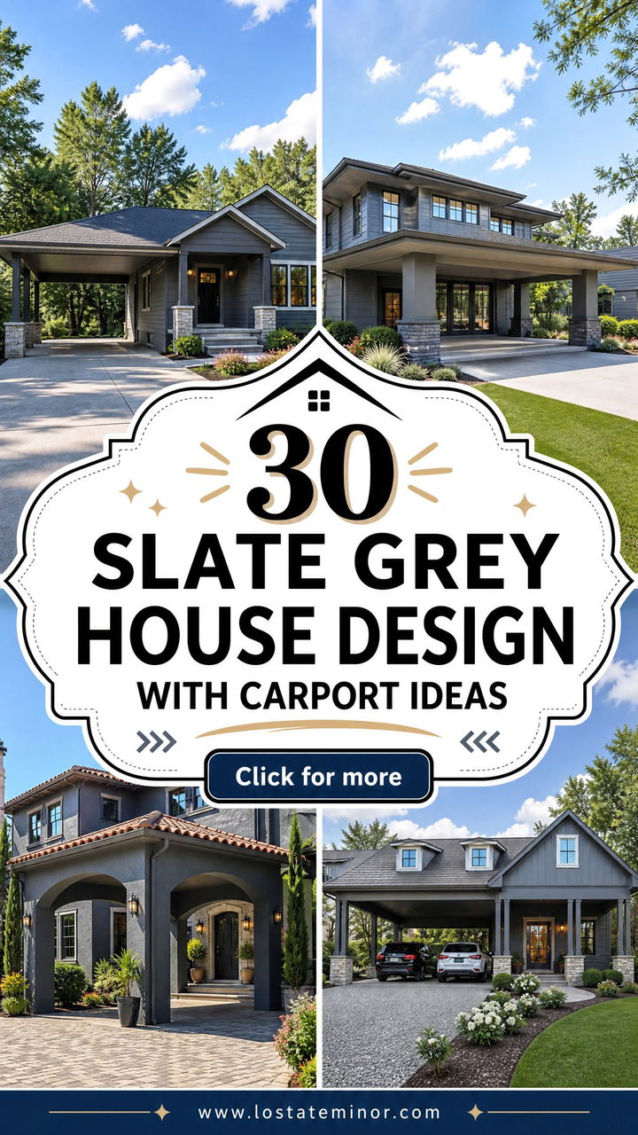 30 Slate Grey House Design With Carport Ideas Smart Curb Appeal - 30 Slate Grey House Design With Carport Ideas: Smart Curb Appeal