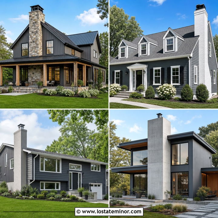 30 Slate Grey House Design With Chimney Ideas: Timeless Charm