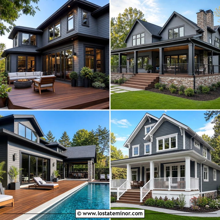 30 Slate Grey House Design With Deck Ideas: Outdoor Oasis