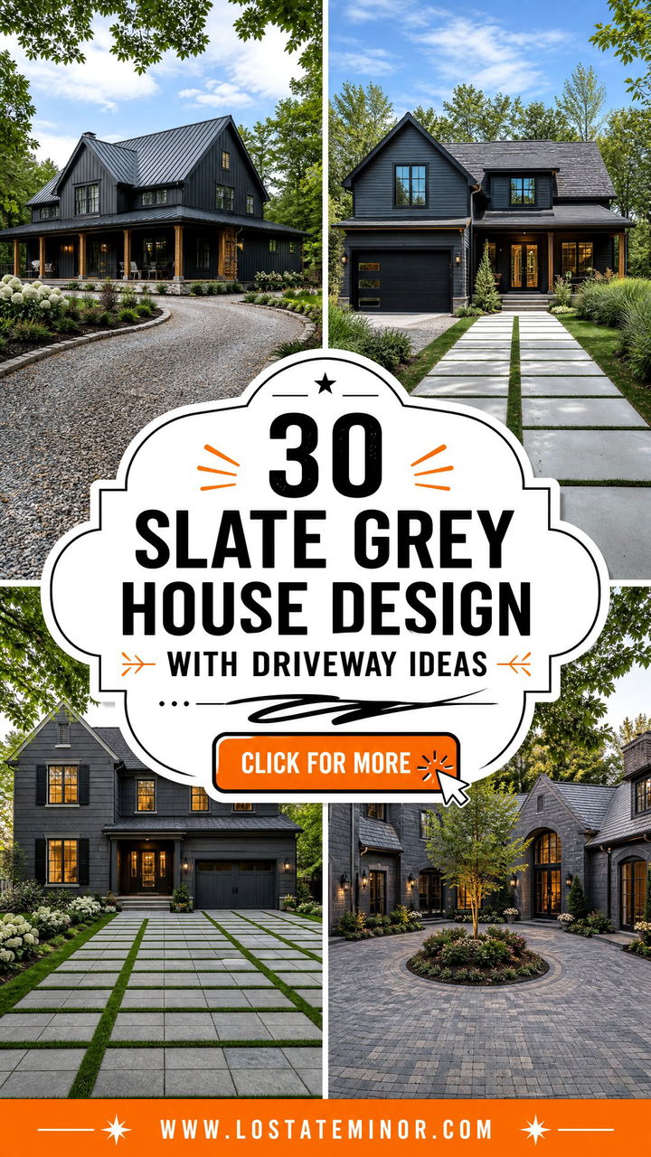 30 Slate Grey House Design With Driveway Ideas Polished Arrival - 30 Slate Grey House Design With Driveway Ideas: Polished Arrival