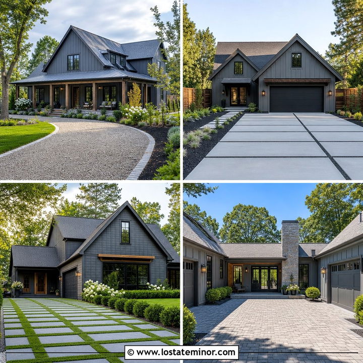 30 Slate Grey House Design With Driveway Ideas: Polished Arrival