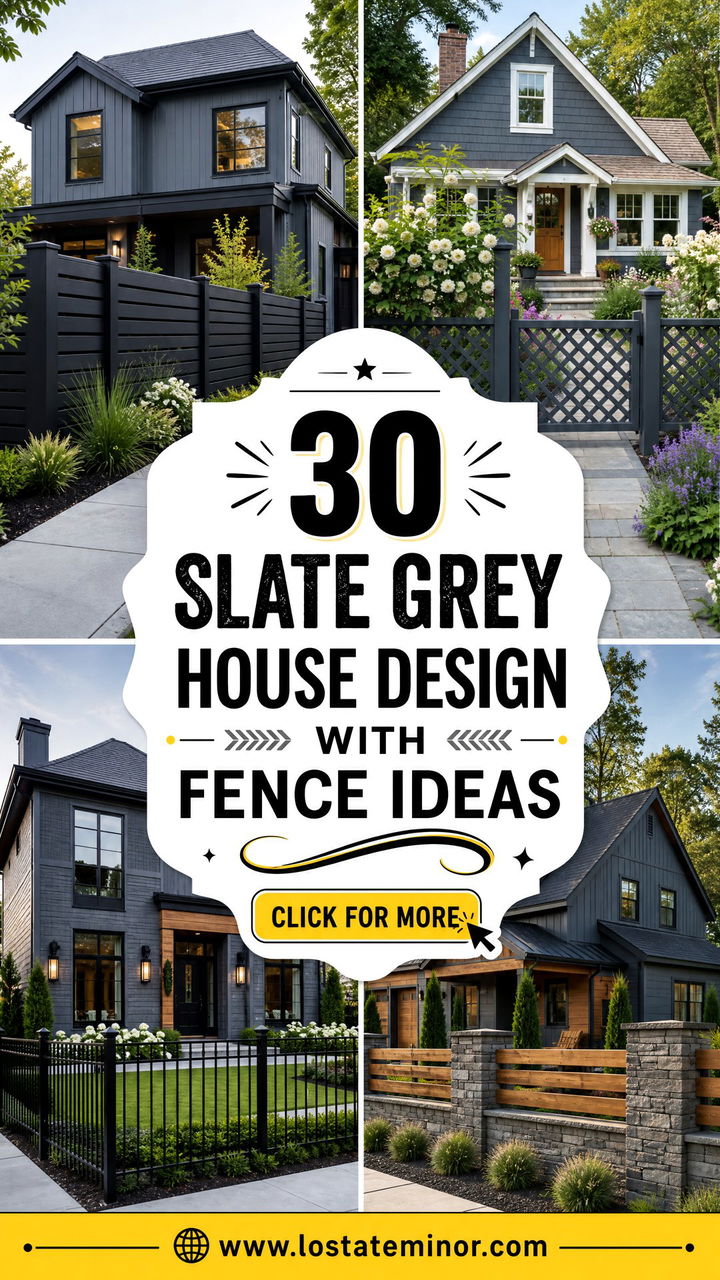 30 Slate Grey House Design With Fence Ideas Stylish Privacy - 30 Slate Grey House Design With Fence Ideas: Stylish Privacy