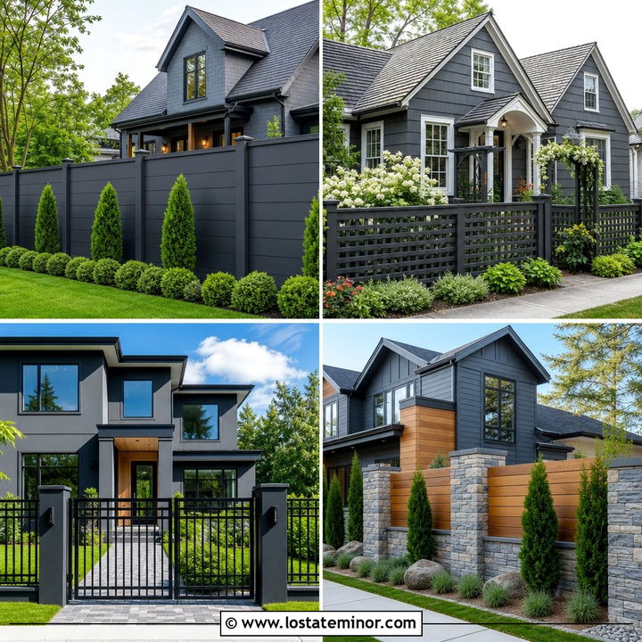 30 Slate Grey House Design With Fence Ideas: Stylish Privacy
