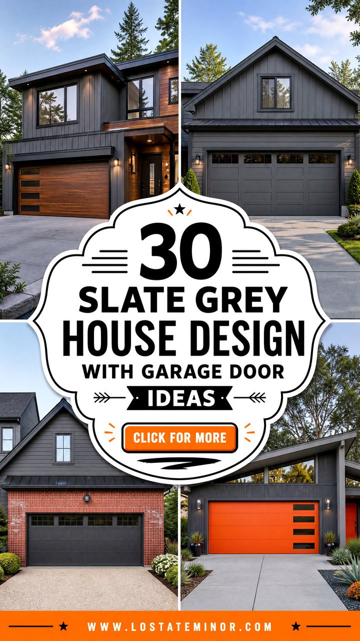 30 Slate Grey House Design With Garage Door Ideas Sleek Upgrade - 30 Slate Grey House Design With Garage Door Ideas: Sleek Upgrade